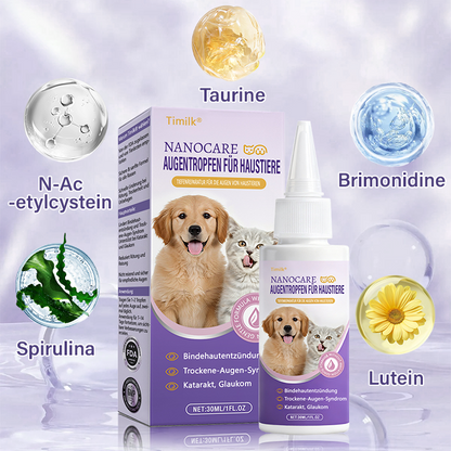 Timilk® NanoCare Augentropfen für Haustiere  👩‍⚕️ FDA-Zulassung | Lindert Bindehautentzündung, trockene Augen, Katarakte und Keratitis 🐶🐱🔥