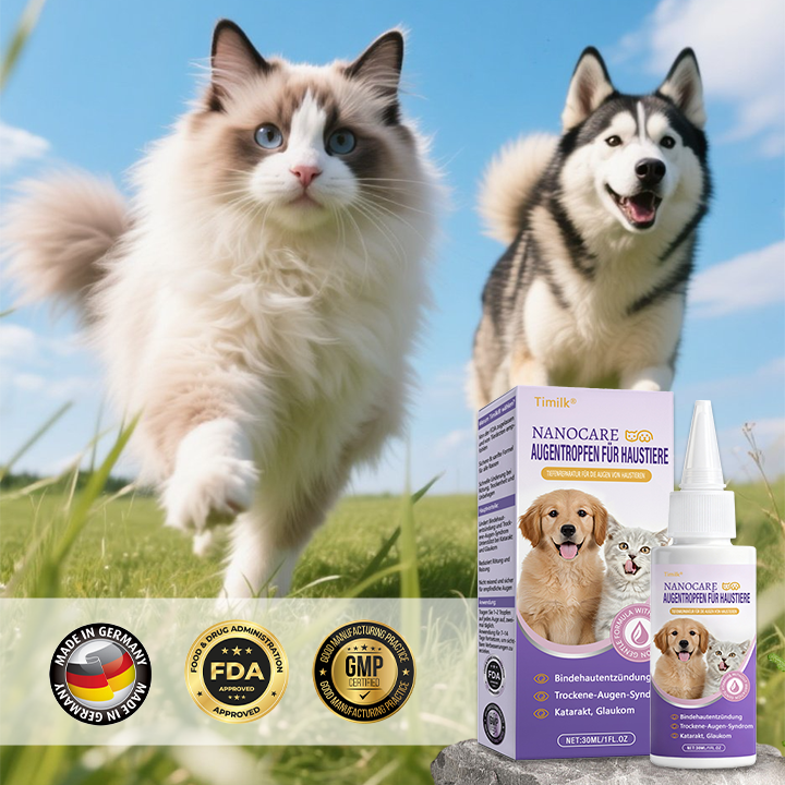 Timilk® NanoCare Augentropfen für Haustiere  👩‍⚕️ FDA-Zulassung | Lindert Bindehautentzündung, trockene Augen, Katarakte und Keratitis 🐶🐱🔥