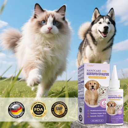 Timilk® NanoCare Augentropfen für Haustiere  👩‍⚕️ FDA-Zulassung | Lindert Bindehautentzündung, trockene Augen, Katarakte und Keratitis 🐶🐱🔥