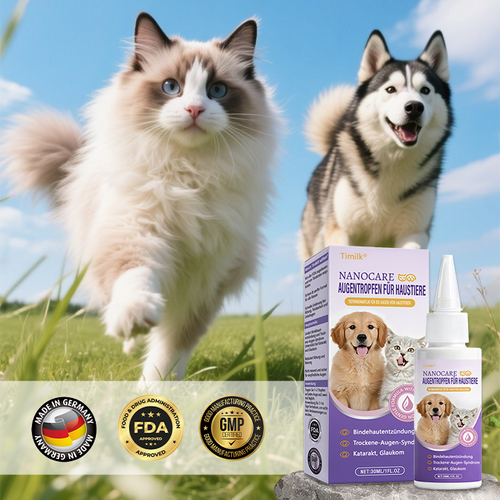 Timilk® NanoCare Augentropfen für Haustiere  👩‍⚕️ FDA-Zulassung | Lindert Bindehautentzündung, trockene Augen, Katarakte und Keratitis 🐶🐱🔥