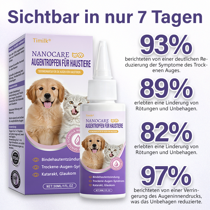 Timilk® NanoCare Augentropfen für Haustiere  👩‍⚕️ FDA-Zulassung | Lindert Bindehautentzündung, trockene Augen, Katarakte und Keratitis 🐶🐱🔥